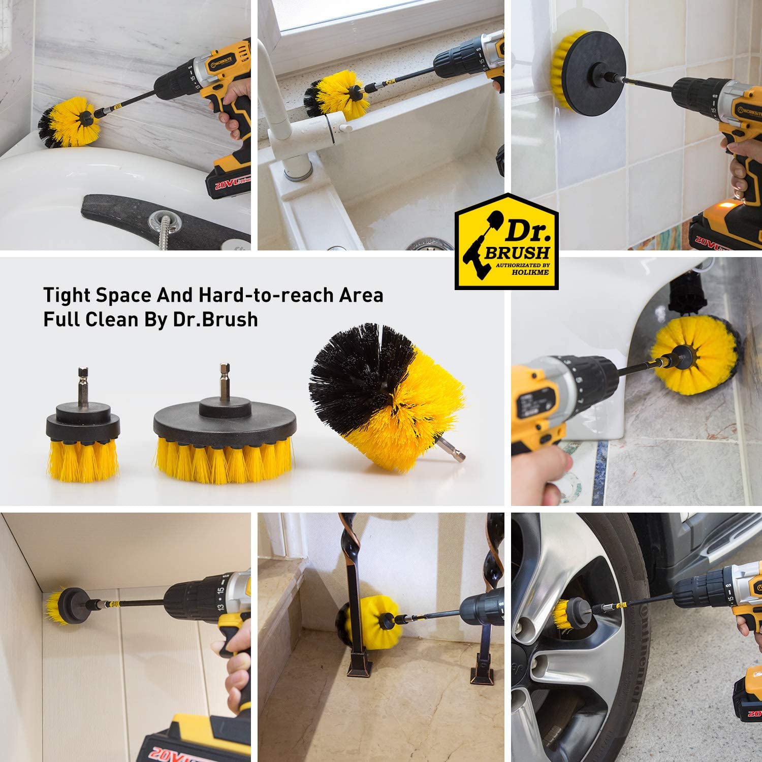 Drill Brush Attachment Set, Power Scrubber Wash Cleaning Brushes